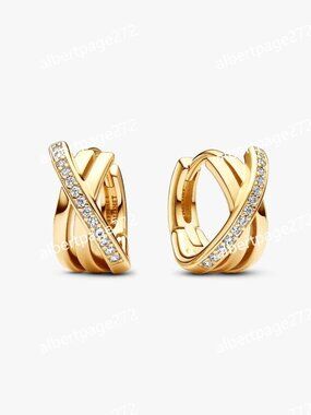 Crossover Pavé Hoop Earrings